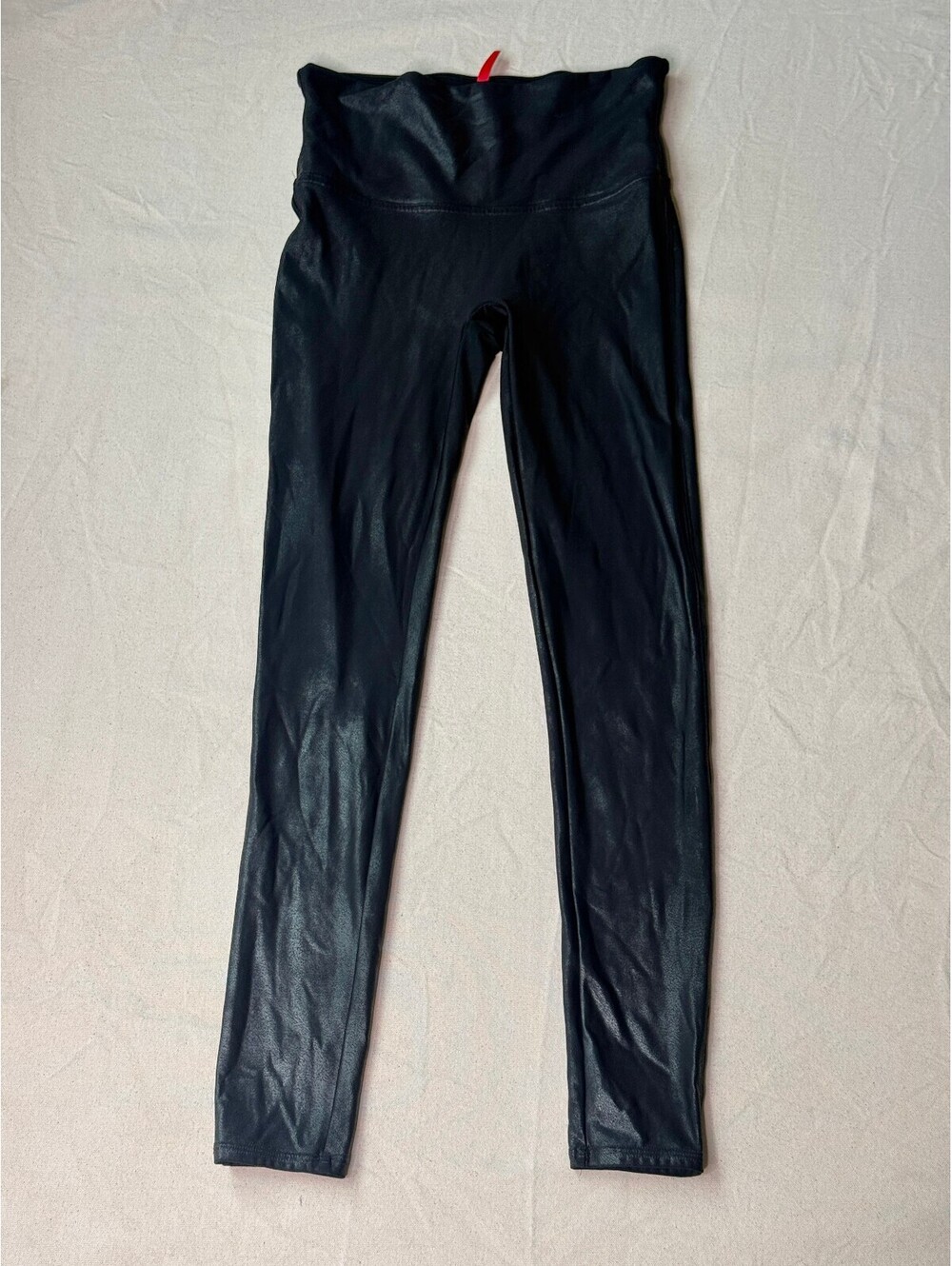 SPANX Faux Leather Leggings Black Size L High Rise Shaping Style 2437